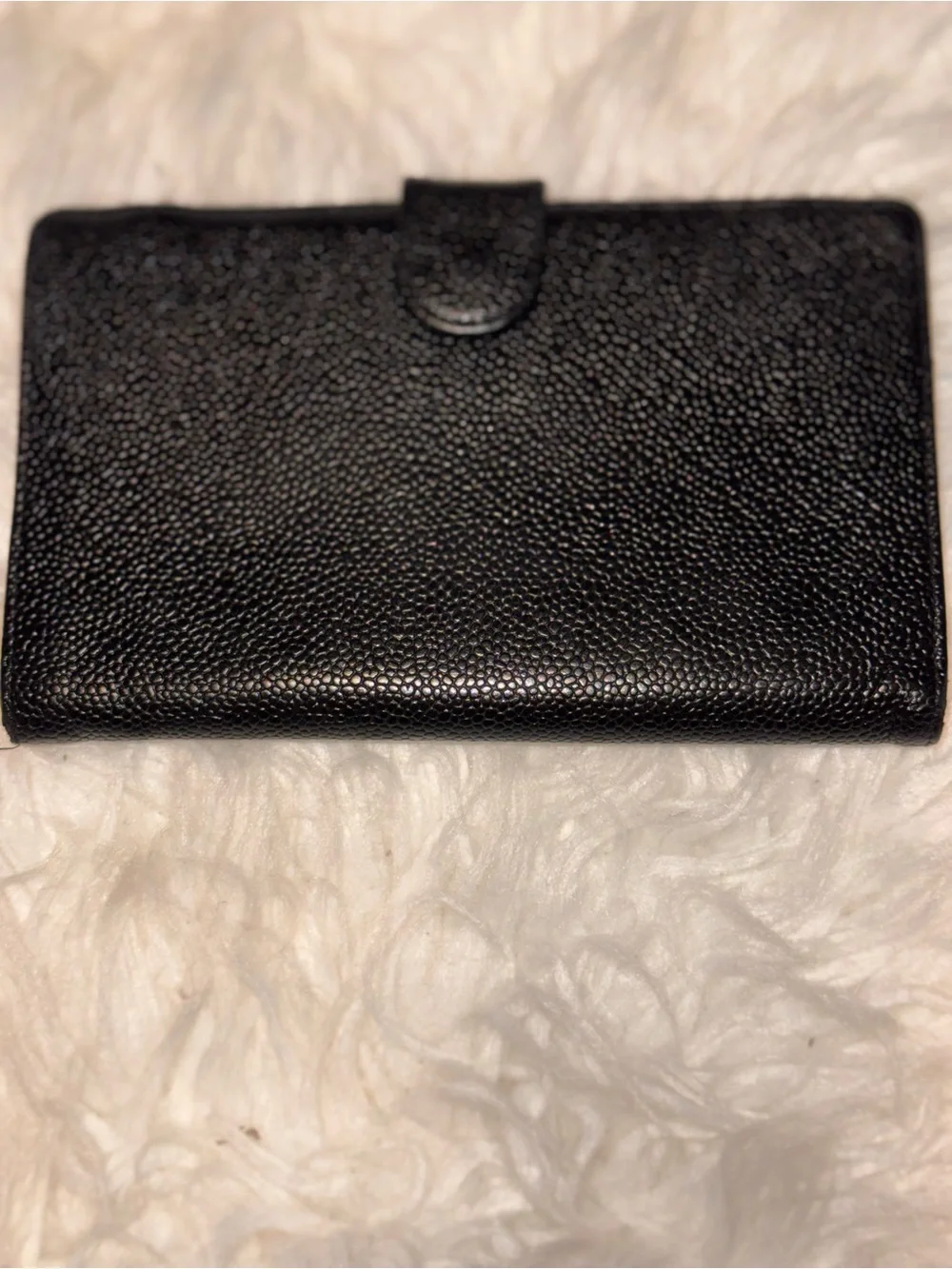 Vintage Chanel Black Caviar Leather Long Wallet